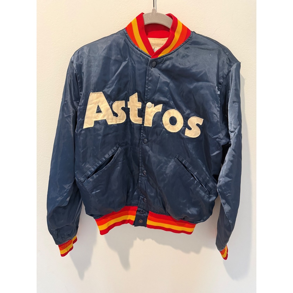 Rare Vintage 1980s Houston Astros MLB Satin Bomber Jacket Union Tag